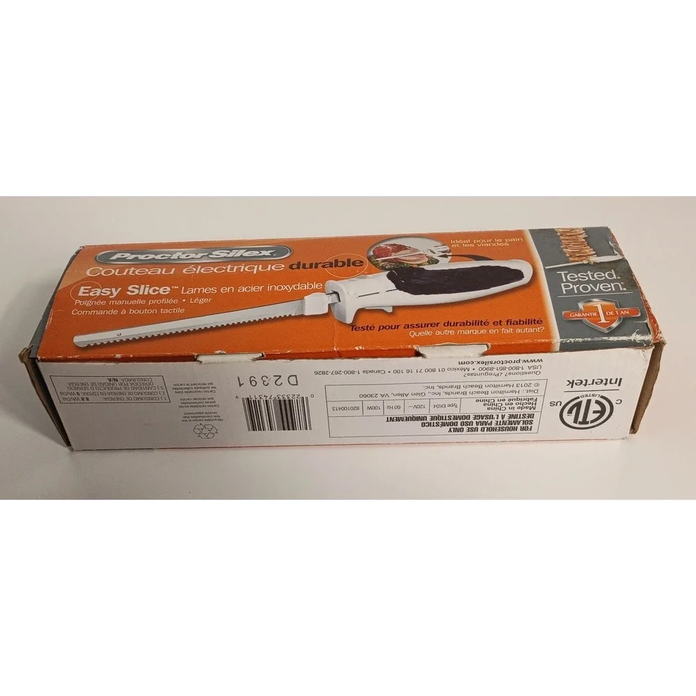 Proctor Silex Durable Electric Knife 74311Y Easy Slice Stainless Steel Blade/BOX